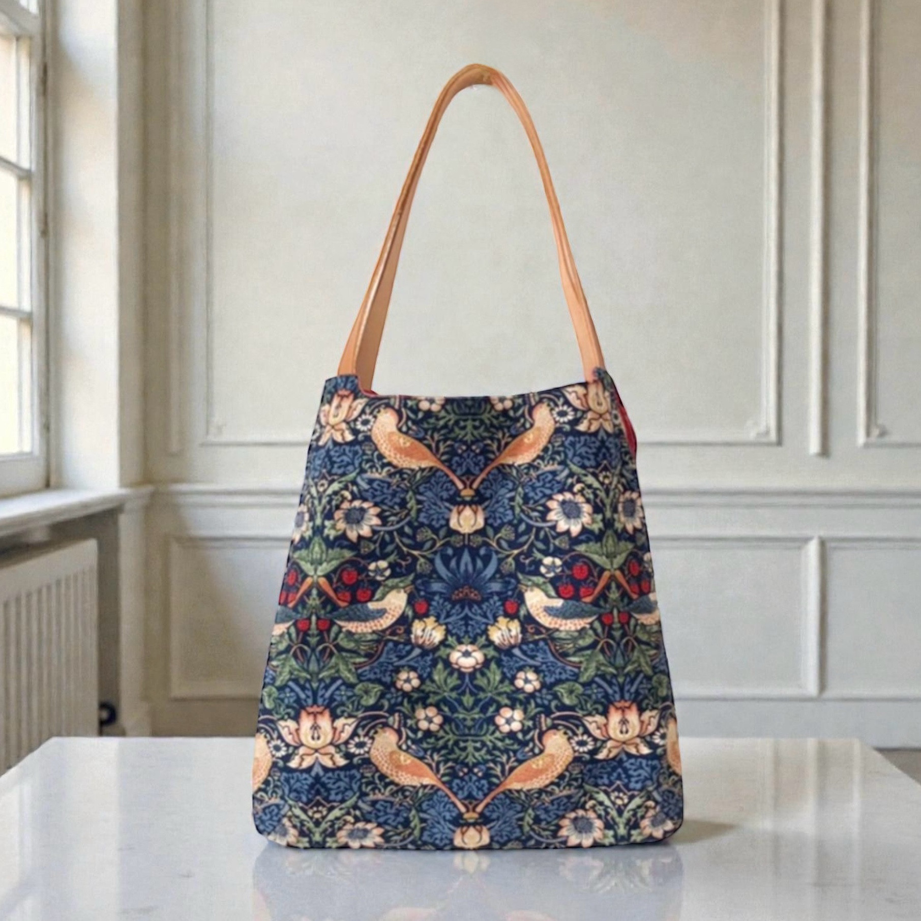 ウィリアムモリス《いちご泥棒》ちょこっとバッグ《受注制作》