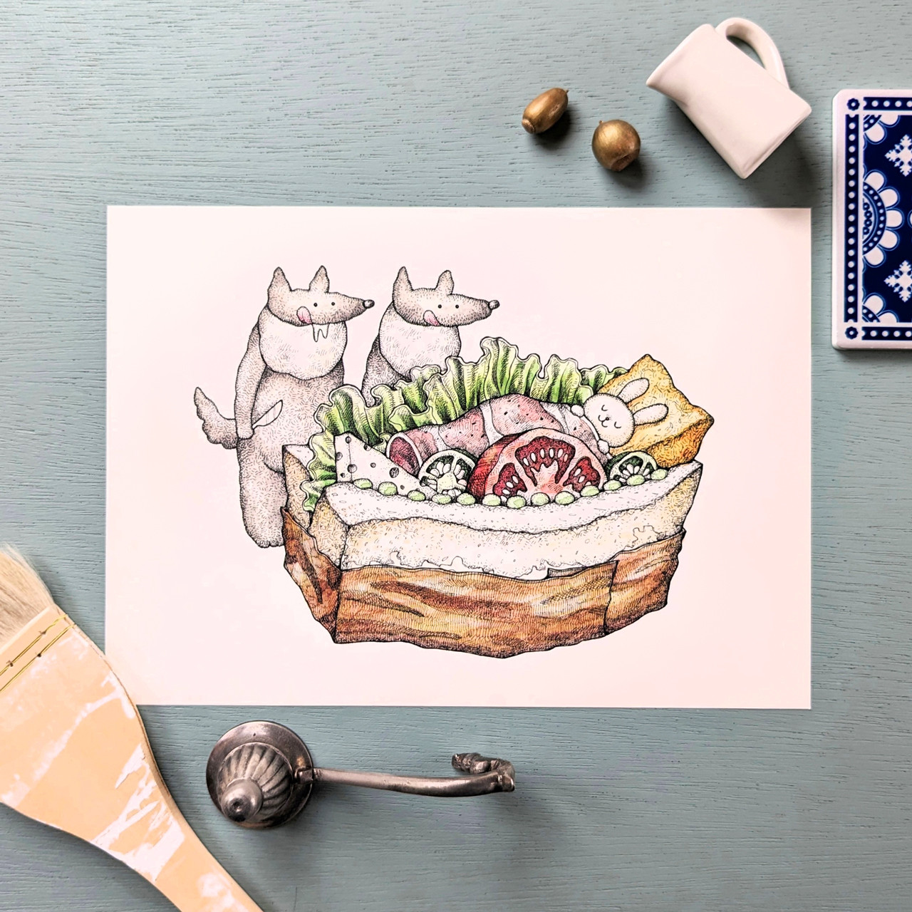 SUNDAY フレーム付き アートプリント 絵 HATCH WORKS