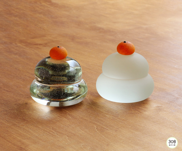 しっとりガラスの鏡餅 赤 8枚目の画像