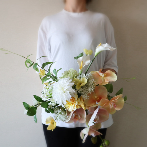 テラコッタ❁パールグレーのスワッグ❀ブーケ ドライフラワー