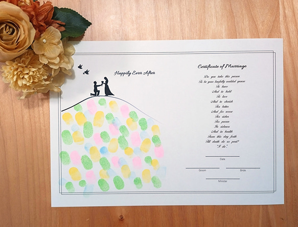 結婚証明書＆ウェディングツリー～お花畑のプロポーズ～ A4 ウェルカム