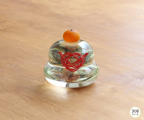 つやつやガラスの鏡餅【台座無し】 鏡餅 308硝子工房 通販 8110990