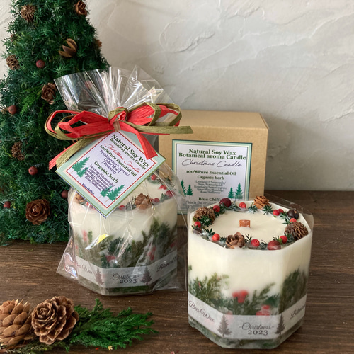 クリスマス2025✨幸せの八角 木の実のクリスマスキャンドル✨ 聖なる森