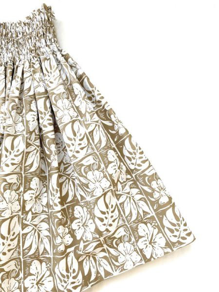 シングルパウスカート ボタニカル柄 スカート丈７４cm ココナッツ色[pu-174s74]