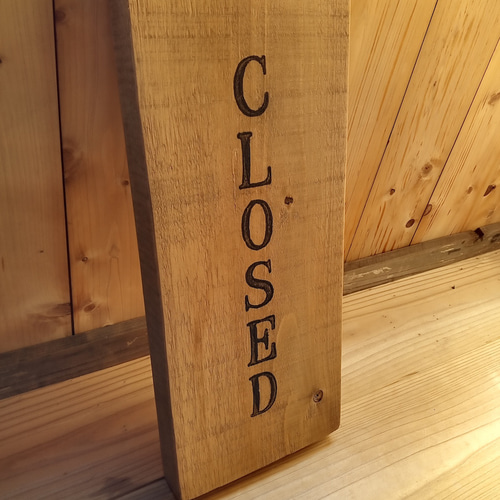 クラシック木製看板 OPEN CLOSED 立て掛け ナチュラルブラウン / 自然