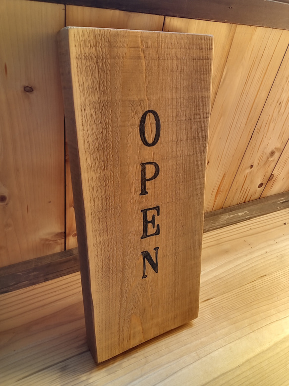 クラシック木製看板 OPEN CLOSED 立て掛け ナチュラルブラウン