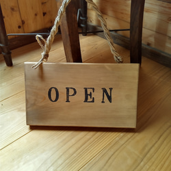 クラシック木製看板 OPEN CLOSED 吊り下げ ナチュラルブラウン / 自然