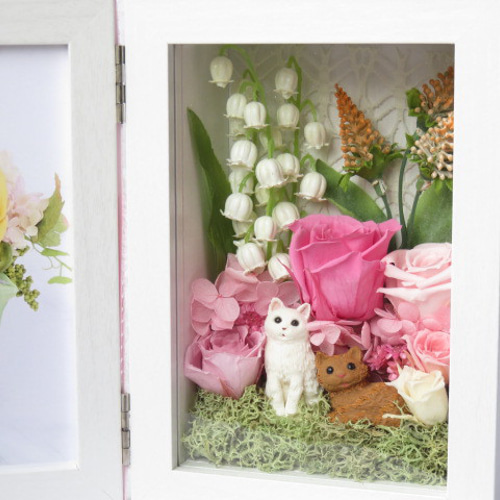 お名前入れ 結婚祝い♪猫ちゃんが選べるプリザーブドフラワーフォト