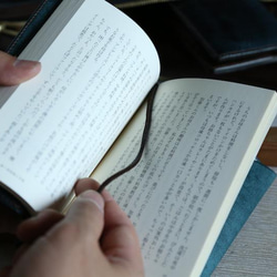 ブックカバー 文庫本サイズ　ペトロリオ（青緑）【イタリアンレザー プエブロ】 7枚目の画像