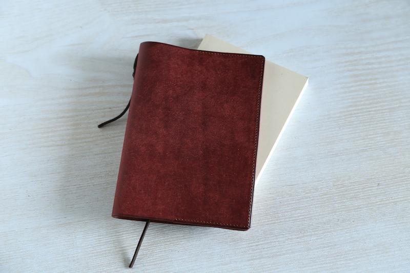 ブックカバー 文庫本サイズ　レッドブラウン　【イタリアンレザー プエブロ】