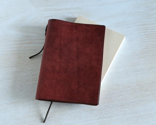 ブックカバー 文庫本サイズ レッドブラウン 【イタリアンレザー