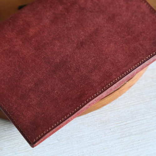 ブックカバー 文庫本サイズ レッドブラウン 【イタリアンレザー