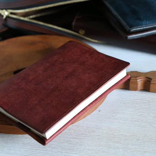ブックカバー 文庫本サイズ レッドブラウン 【イタリアンレザー