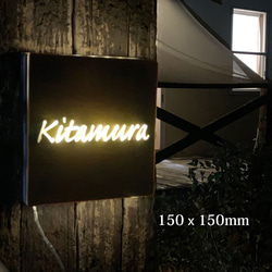 屋外対応】ステンレスブラック調アクリル表札_漢字ローマ字＊透明4辺