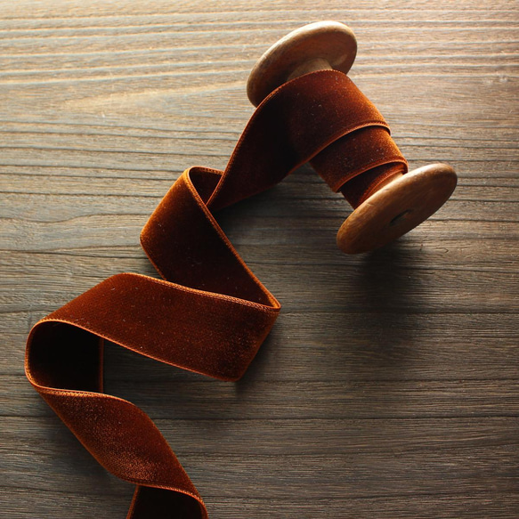 ベロアリボン【日本製/両面】3・6・9・12・18・24・36・48mm幅★CO6900ベルベット/248ライトブラウン 3枚目の画像