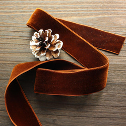 ベロアリボン【日本製/両面】3・6・9・12・18・24・36・48mm幅★CO6900ベルベット/248ライトブラウン 4枚目の画像