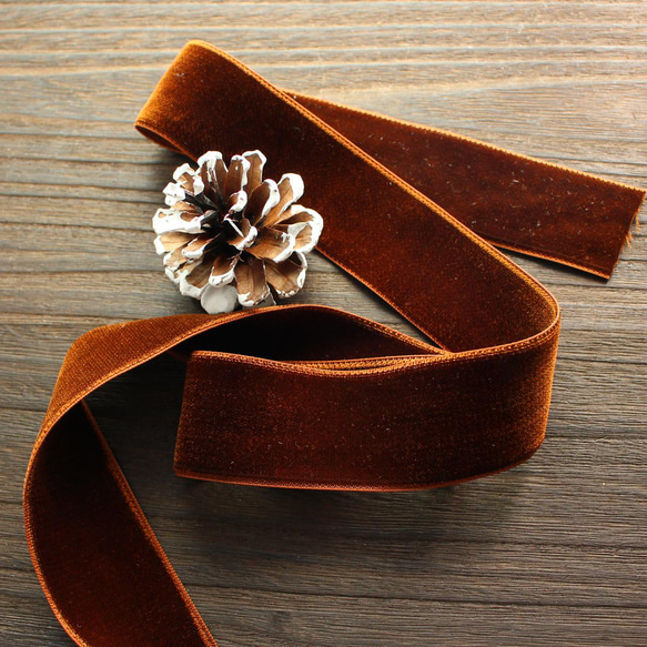 ベロアリボン【日本製/両面】3・6・9・12・18・24・36・48mm幅★CO6900ベルベット/248ライトブラウン 4枚目の画像