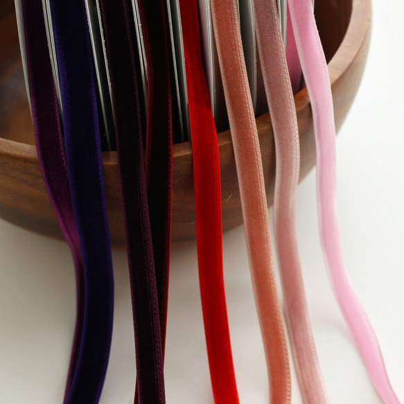 ベロアリボン【日本製/両面】3・6・9・12・18・24・36・48mm幅★CO6900ベルベット/209赤紫 10枚目の画像