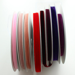 ベロアリボン【日本製/両面】3・6・9・12・18・24・36・48mm幅★CO6900ベルベット/209赤紫 9枚目の画像