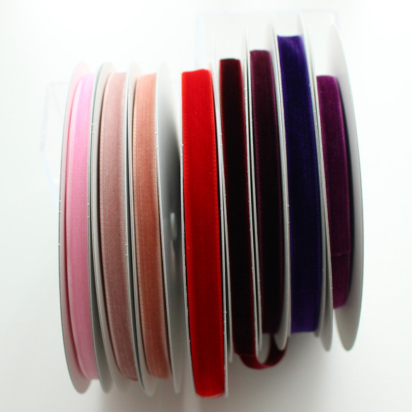 ベロアリボン【日本製/両面】3・6・9・12・18・24・36・48mm幅★CO6900ベルベット/209赤紫 9枚目の画像