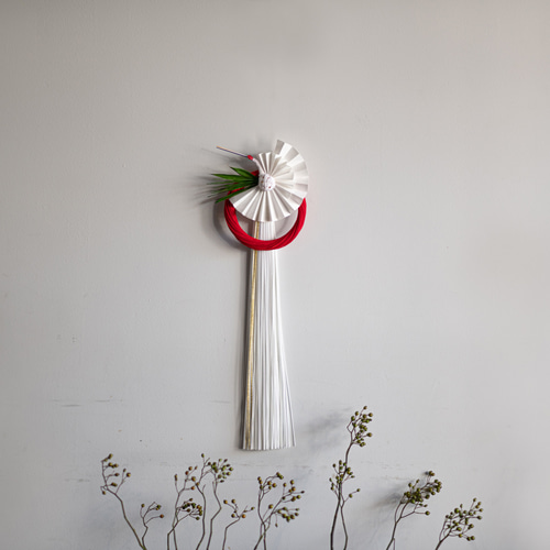 ◇真鍮フックなし◇ お正月水引き飾り 和紙鶴【扇鶴】 しめ縄