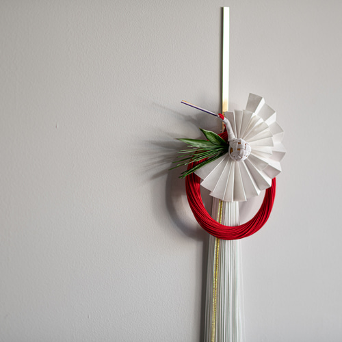 ◇真鍮フックなし◇ お正月水引き飾り 和紙鶴【扇鶴】 しめ縄