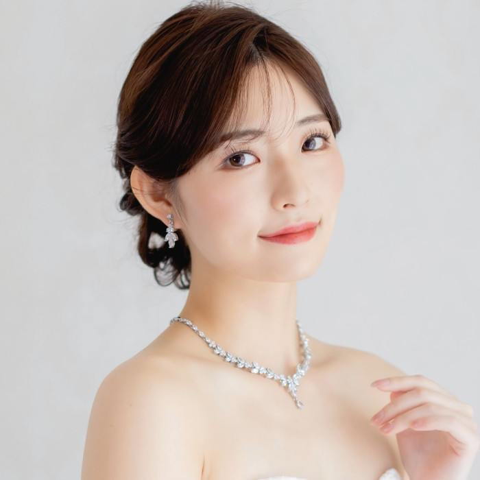 TL076 ウェディング ジルコニア  ビジュー　前撮り　カラードレス　ドロップ　ネックレスセット