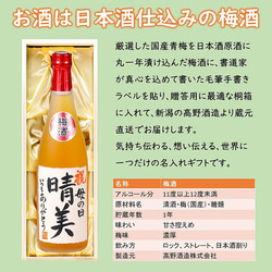 【書家直筆】名入れ 手書きラベル 梅酒 日本酒仕込み 720ml 桐箱入 お酒 新潟 高野酒造 9枚目の画像