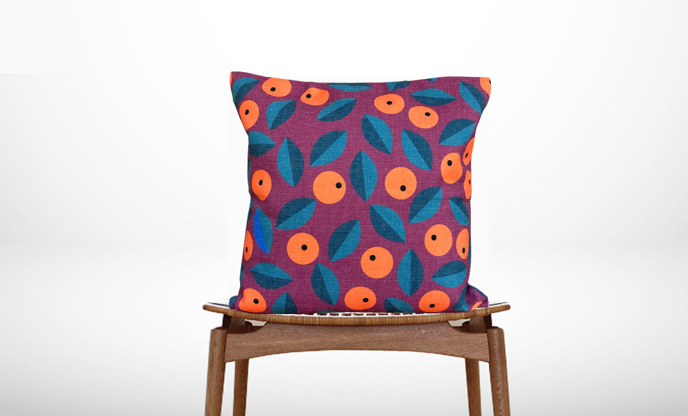 森のクッション Blue leaves and Orange berries back raspberry ヒノキの香り