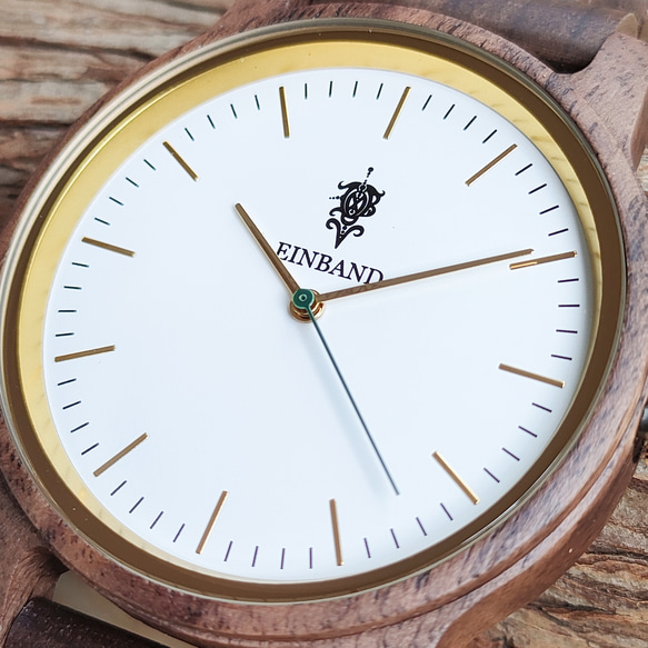 【木製腕時計】EINBAND Glanz スタイリッシュ 天然 木の時計 ウッドウォッチ クルミ【40mm】 3枚目の画像