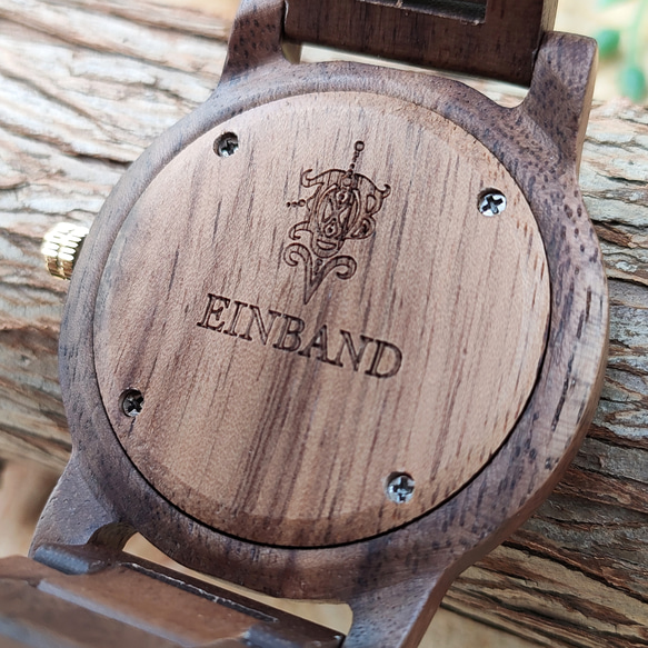 【木製腕時計】EINBAND Glanz スタイリッシュ 天然 木の時計 ウッドウォッチ クルミ【40mm】 4枚目の画像