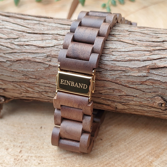 【木製腕時計】EINBAND Glanz スタイリッシュ 天然 木の時計 ウッドウォッチ クルミ【40mm】 5枚目の画像