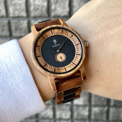 【木製腕時計】EINBAND Mond ウッドウォッチ ブレスレット 木の時計 アカシア＆エボニー【40mm】 8枚目の画像
