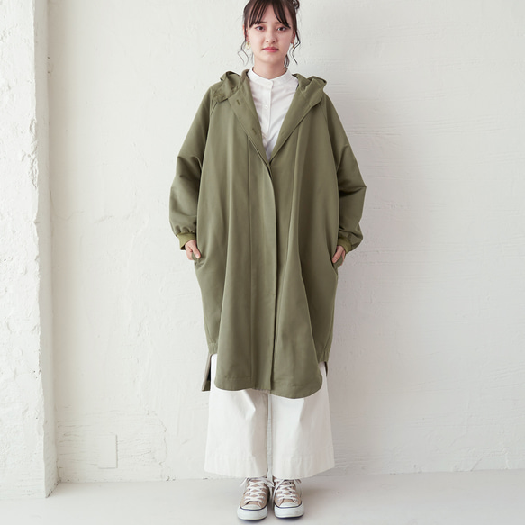森之學：防雨防風！防水絎縫斗篷外套（卡其色） 第4張的照片