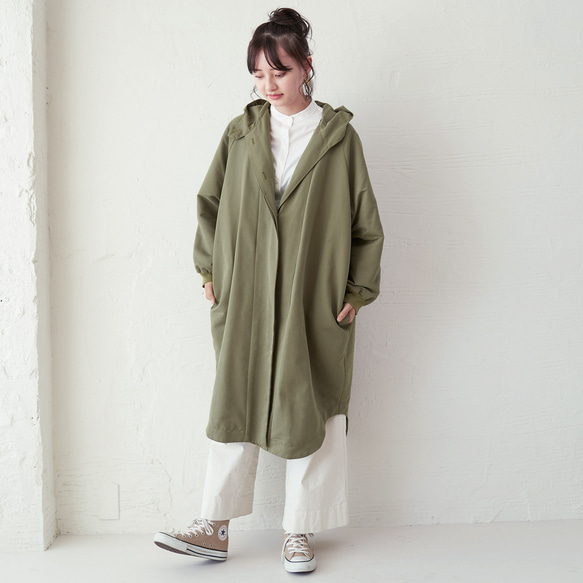 森之學：防雨防風！防水絎縫斗篷外套（卡其色） 第6張的照片