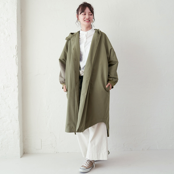 森之學：防雨防風！防水絎縫斗篷外套（卡其色） 第10張的照片