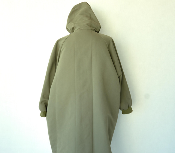 森之學：防雨防風！防水絎縫斗篷外套（卡其色） 第16張的照片