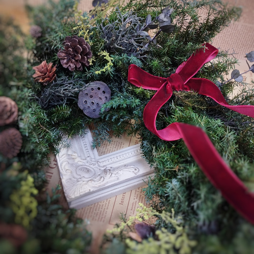 再販♬』【Lサイズ】2024クリスマスリース・『オールプリザーブド  