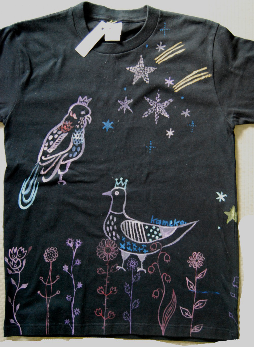 鳥さんのキラキラ世界　黒シャツ