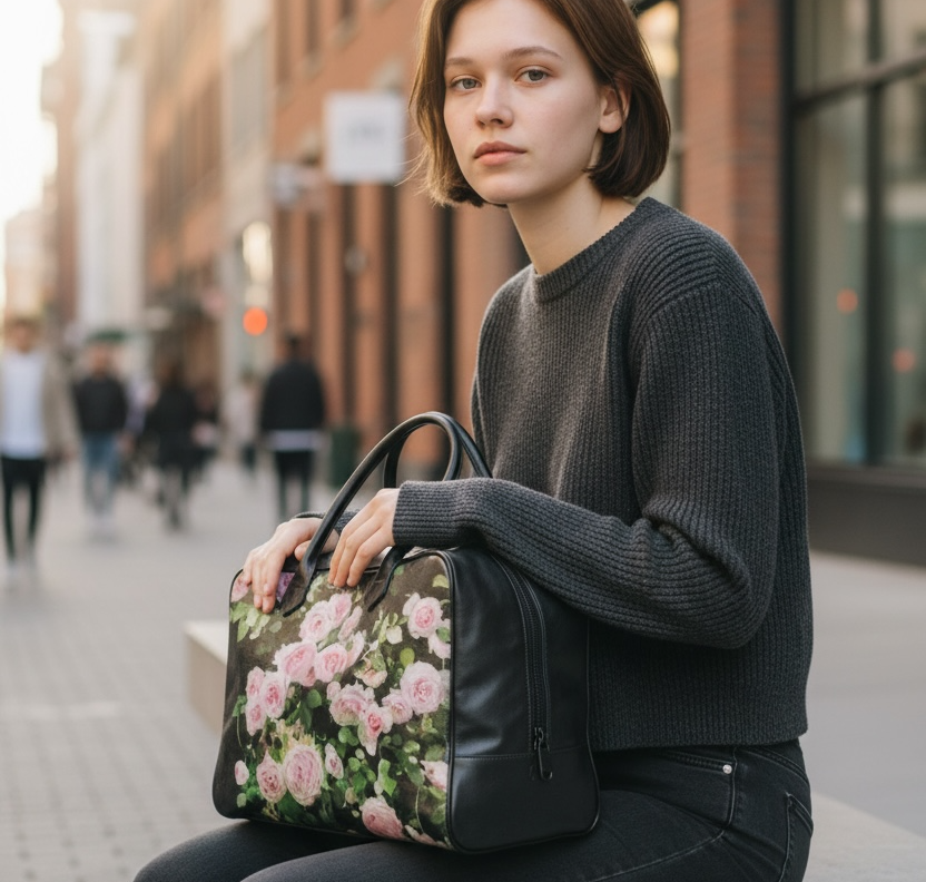 バラのボストンバック　　Lサイズ