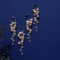 白色紫藤穿孔耳環，淡水珍珠，醫用不銹鋼，耳環可選 - 白色紫藤 第9張的照片