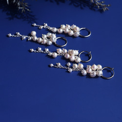 白色紫藤穿孔耳環，淡水珍珠，醫用不銹鋼，耳環可選 - 白色紫藤 第5張的照片