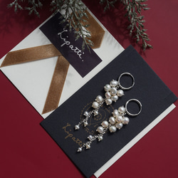 白色紫藤穿孔耳環，淡水珍珠，醫用不銹鋼，耳環可選 - 白色紫藤 第4張的照片