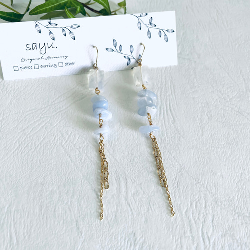 天然石のシャラシャラピアス/イヤリング ピアス（フック