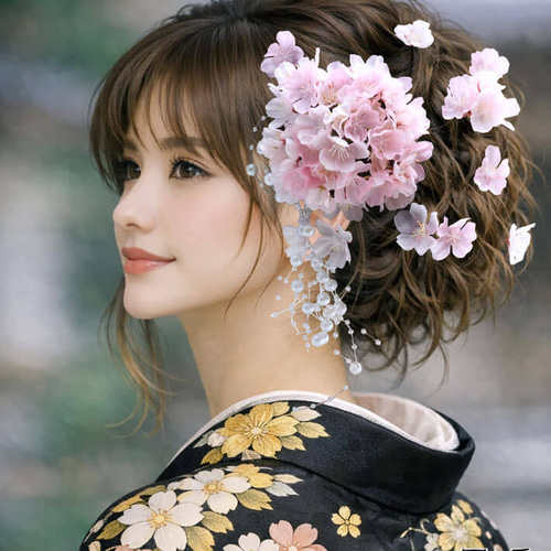 髪飾り 桜 桃山桜 花吹雪 9点 染井吉野 造花 七五三 成人式 卒業式
