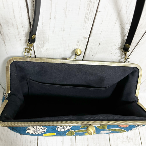 オリーブ柄 がま口バッグ ショルダー紐付き ハンドメイド ショルダー 