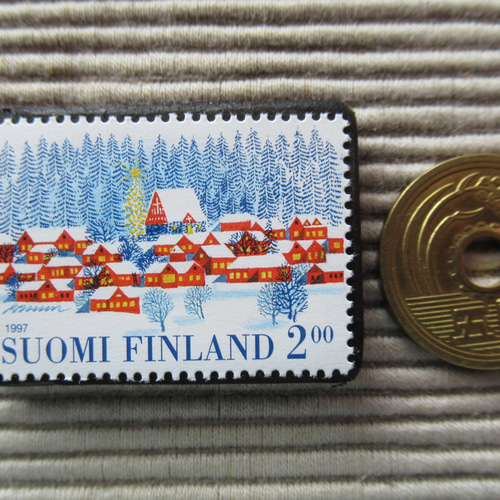 フィンランド クリスマス切手ブローチ5631 ブローチ Yukio TANZAWA