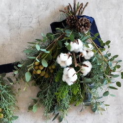 ヒバ・ユーカリ・コットンのナチュラルChristmasスワッグ〜 スワッグ