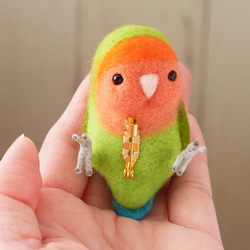 オーダーメイド よっこらインコブローチ（セキセイインコ）羊毛