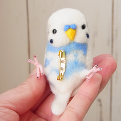 オーダーメイド よっこらインコブローチ（セキセイインコ）羊毛